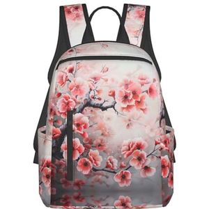 YJxoZH Japanse Kersen Bloemen Print Print Laptop Rugzak Voor Vrouwen Mannen College School Boekentas Reizen Casual Dagrugzak, Zwart, Eén maat