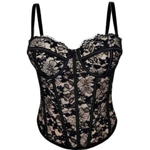 LoprNsdgt Dames Sexy Bloemenkant Gotische Mouwloze Corset Top Clubfeest Avondoutfits,zwart,L