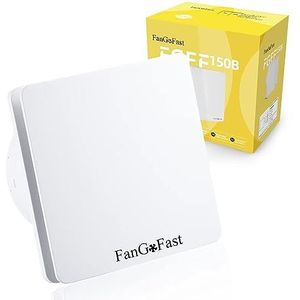 FanGoFast Badkamerventilator, 150 mm, stil, met terugloopklep, wit, wandventilator, raamventilator voor keuken, badkamer, broeikas, garage
