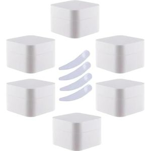 Cosmetische potten, Pak van 6, 30 ml vierkante blauwe plastic zalfpotjes cosmetische potten met binnenvoering containers for lippenbalsem, lotion(Bianco,5ml)