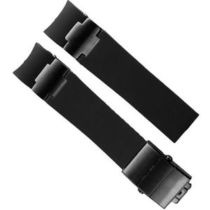 dayeer Waterdichte rubberen horlogeband met gebogen uiteinde voor Ulysse Nardin 263 DIVER-riemhorlogearmbanden (Color : A black black, Size : 22mm)