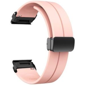 Siliconen Vouwgesp fit for Garmin Forerunner 955 935 745 945 LTE S62 S60/instinct 2 45mm Band Armband Polsband (Color : Pink, Size : QuickFit 22mm)