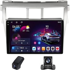 Carplay autoradio 2 Din geldt voor Toyota Vios 2 2007-2013 met Android Auto Bluetooth 9 inch touchscreen autoradio met WIFI DSP GPS stuurwielbediening + achteruitrijcamera(C30Plus)