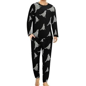 Sea Lion Animal Comfortabele heren pyjama set ronde hals lange mouwen loungewear met zakken 4XL