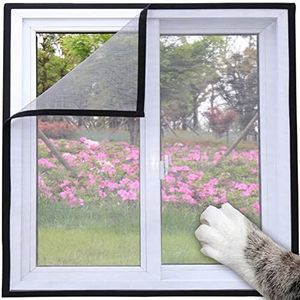 Xpnit Kattenraambescherming, raamgaas voor katten veiligheidsnet, anti-kras raambescherming kat balkonnetten vliegengaas (100 * 120 cm, zwart-grijs mesh)