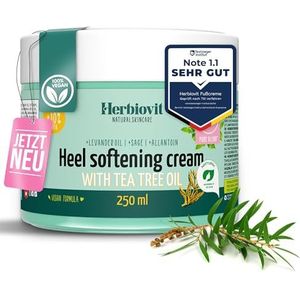 Herbiovit Veganistische voetcrème tegen eelt rondingen 250 ml met tea tree olie salie en 10% urea voetcrème | natuurlijke voetverzorging voor droge gebarsten hielen | hielcrème eeltverwijderaar