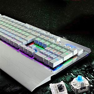 DKE-toetsenbord Groene Axis Real Mechanical Toetsenbord Internet Bar Metalen Mechanische toetsenbord 104 Sleutels Game LED Backlit Toetsenbord (Color : Silver)