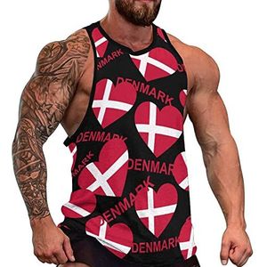 Love Denmark Tanktop voor heren, mouwloos T-shirt, pullover, gymshirts, work-out, zomer, T-shirt