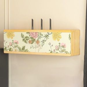 XCLOOZGL Houten Aan De Muur Gemonteerde Wifi-Router Opslagdoos Elegante Routerschaal Opslag Stroomkabelbeheer Verbergen Rek Modemrek Voor Slaapkamer, Woonkamer, Kantoor En Thuis,C,60x16x18cm