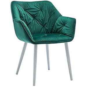 GEIRONV Fluwelen eetkamerstoel, moderne hoge achterkant gevoerde metalen poten lounge zijkantje keuken woonkamer slaapkamer fauteuil 1 stuks Eetstoelen (Color : Green, Size : White feet)