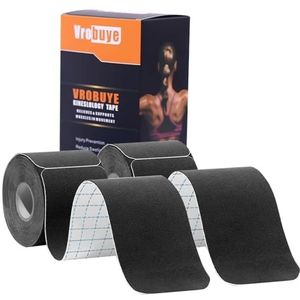 vrobuye Pro kinesiologie-tape, 2 rollen, waterdicht, ademend, latexvrij, voorgesneden, 25,4 cm, 40 voorgesneden strips voor kniepijn, ellebogen, ondersteuning voor spiergewrichten, D