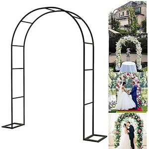 KXJ Heavy Duty metalen pergola prieel boog, buiten tuin gazon achtertuin terras, bruiloft bruids feest elegante decoraties, eenvoudig te monteren 140cm* 230cm/zwart