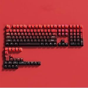 QPSJXN OEM-profiel PBT keycaps, gradiënten, RGB, backlit keycapset, compatibel met MX Switch mechanische toetsenborden in zwart, roze, grijs-wit voor doe-het-zelfprojecten (Black Red)
