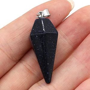 Natural Stone Pendants Blue Turquoises Red Agated Crystal for Jewelry Making Women Necklace Earrings Gift 15x33mm-Blue_Sand