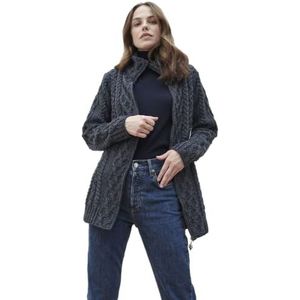 Aran Woollen Mills Ierse damescardigan van wol met ritssluiting, Derby, XXL