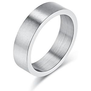 Geslachtloze 6 mm geborsteld mat antiek zilvergrijs fortitanium stalen ring ring eenvoudige neutrale koude wind gepersonaliseerde handsieraden (Color : Steel, Size : 11#)