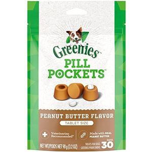 Greenies Tablet Dog Pill Pocket Peanut Butter 30 Count - Pack of 12