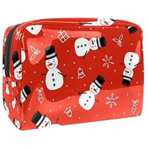 Sneeuwpop met zwarte hoed print reizen cosmetische tas voor vrouwen en meisjes, kleine waterdichte make-up tas rits zakje toilettas organizer, Meerkleurig, 18.5x7.5x13cm/7.3x3x5.1in, Modieus