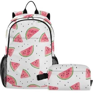 linqin Watermelons Rugzak met lunchbox voor jongens, schooltas en broodtrommelset voor jongens, schooltas voor jongens, 10-12