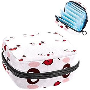 Periode Pouch Draagbare Tampon Opbergtas,Tampon Houder voor Portemonnee Vrouwelijke Product Organizer,Leuke gezichten, Meerkleurig, 4.7x6.6x6.6 in/12x17x17 cm