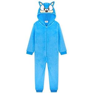 Sonic The Hedgehog Rompertjes voor jongens, fleece onesie, geschenken voor gamers (Blau, 7-8 Jaar)