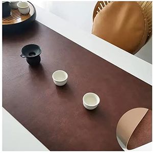 PU lederen tafelloper, Leren tafelloper in meerdere kleuren, verschillende maten(Dark Brown,27.56x17.72IN)