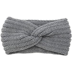 Warme zilveren string gebreide kruis haarband sport hoofdband pluche oorbescherming hoofdband wol hoofdbanden voor vrouwen winter 1 stuks (kleur: B grijs)