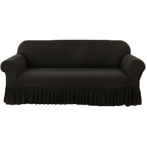 Dikke Fluwelen Bankhoezen, Elastische Bankhoezen Voor Woonkamer, Universele Rekbare Armsteun Sofahoes, Krasbestendig Meubelhoes Voor Bank(Black,3 Seater)