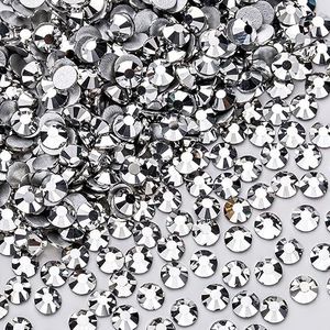 1440 stuks kristallen steentjes, glazen platte strass steentjes edelstenen voor nail art ambachten en nageldecoratie make-up kleding schoenen - zilver - SS20