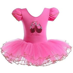 Lito Angels Fel Roze Ballet Dans Jurk Ballerina Kostuum met Tutu Rok Balletjurk Dansjurken Danspakje voor Kind Meisjes Maat 110 (Leeftijd 4-5 jaar) (Markeringsnummer 0L)