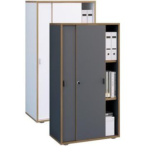 VCM Salia Houten bureaukast ordner, archiefkast, kantoormeubel, kast, 3-voudig, breedte 60 cm, schuifdeuren, antraciet