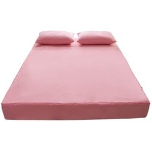 Waterdichte matrashoes, waterdichte matrashoes met rits, zes zijden, all-inclusive matrasbeschermer, queensize gewatteerd hoeslaken (kleur: roze, maat: 80 x 200 x 20 cm)