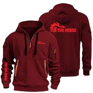 AHYAOFA Heren Solid Pullover Hoodies voor The H.or.d.e Quarter Zip Streetwear Hoody Zachte Hooded Sweatshirts Lange Mouw met Grote Pocket Jas Tops, Rood-2, 18-20