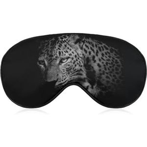 Zwart-wit luipaardportret slaapmasker met verstelbare riem, comfortabel zacht oogmasker, slaaphulp, lichtblokkerende oogmaskers