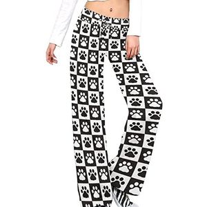 Voetafdruk Kat Pet Plaid Sjaal Yoga Broek Voor Vrouwen Casual Broek Lounge Broek Trainingspak met Trekkoord XL