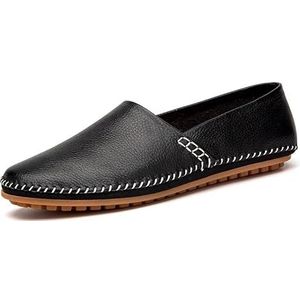 Loafers for heren Ronde neus Effen kleur Kunstleer Loafer Schoenen Lichtgewicht, flexibel, comfortabel Prom Slip-ons(Color:Black,Size:46 EU)