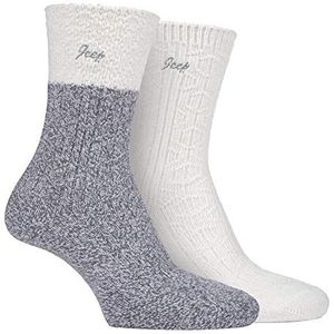 JEEP - 2 paar dames supersoft schattige warme geribbelde dikke wandelschoenen sokken - grijs - Een maat