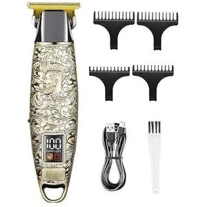 Tondeuse voor mannen, professionele elektrische trimmer retro prachtig reliëfpatroon T-blade draadloze oplaadbare tondeuse voor mannen