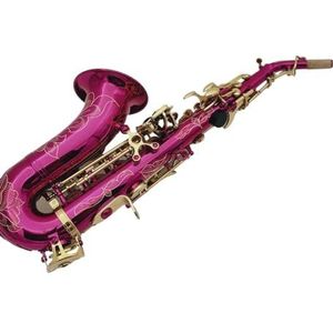 professioneel Saxofoon Sopraan Saxofoon B Flat Small Bend Neck Roze Body Gouden Sleutels Muziekinstrument Professioneel (Color : High-end bag)