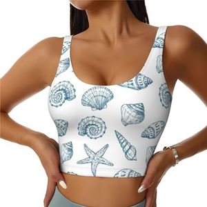 Zeester Shell Print Casual Wear Vrouwen Sport Vest Yoga Vest Workout Vest Voor Vrouwen Lichtgewicht Trendy, Zwart, S
