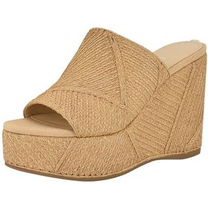 GUESS Dames Evenz Wedge Sandaal, licht natuurlijk 110, 8 UK, Licht Natuurlijk 110, 41 EU