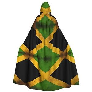 ZYVIA Oude Jamaicaanse Vlag Halloween Adult Hooded Cape - Comfortabele Elastische Drapey Perfect Voor Halloween Cosplay Prom Party Comic Con Party Decoratie Cape