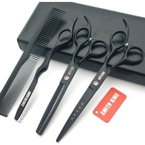 7 inch haarschaar set haar knippen schaar & dunner schaar met scheermes kammen in 1 set (zwart)