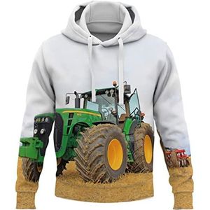 Amacigana 3D tractor jongens hoody, capuchon, kangoeroezak, heren hoody, sweatjack met capuchon, lange mouwen, print trui (tractor 2#, 120)