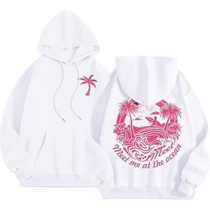 Pink Flower Hoodie - Preppy Hoodies for Women, Aesthetic Cute Oversized Y2k Hoodie (White(A),S)