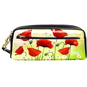 Roze Uilen Draagbare Pouch PU Lederen School Pen Case Stationaire Potlood Tassen Waterdichte Cosmetische Tas Make-up Schoonheid Case 20.5x5x8.5cm/8.1x2x3.3in Style05
