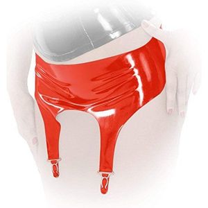 Anita Berg - scherpe latex jarretelgordel met jarretelhouders rood - Gr. XL