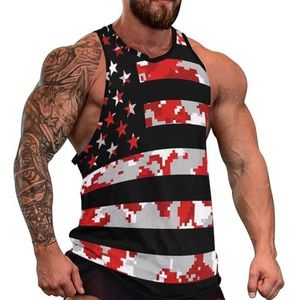 Rood Grijs Camouflage Amerikaanse Vlag Mannen Tank Top Grafische Mouwloze Bodybuilding Tees Casual Strand T-Shirt Grappige Gym Spier