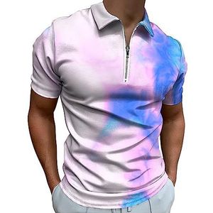 Vloeibaar Marmer Natuursteen Poloshirt voor Mannen Casual Rits Kraag T-shirts Golf Tops Slim Fit