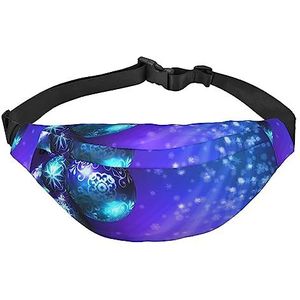 Gouden Glitter Kerst Print Grote Fanny Pack Verstelbare Crossbody Tas Heuptas Voor Buiten Sport, Zwart, One Size, Zwart, Eén maat